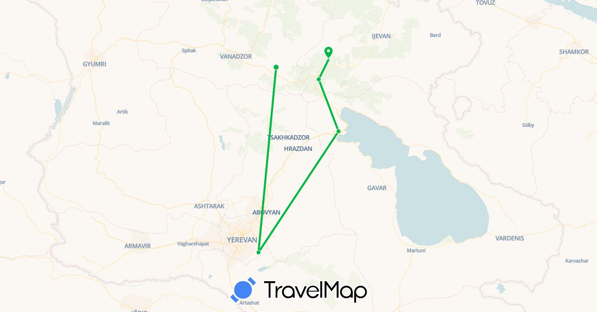 TravelMap itinerary: driving, bus in Armenia (Asia)